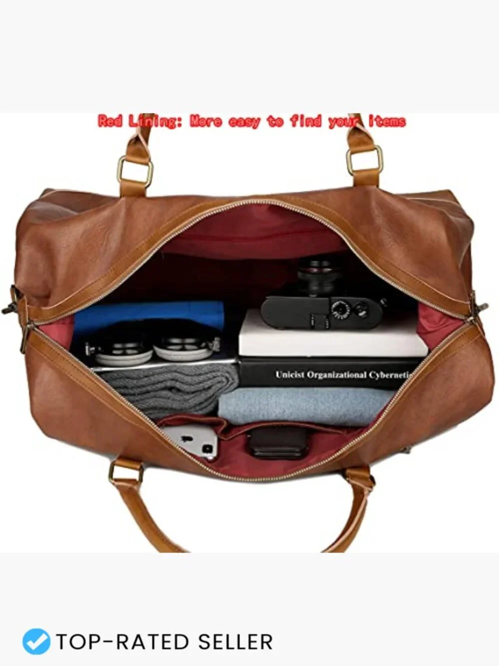 Vegan Leather Travel Duffel Tote Weekender Bag Overnight Carry On Gym Sport